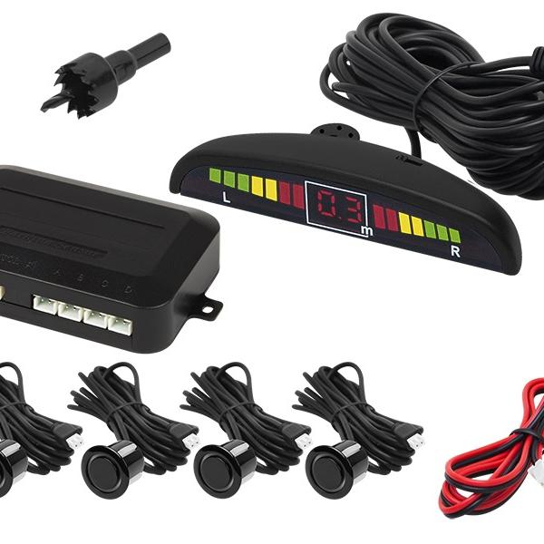 Kit 4 Sensores Estacionamento de Automóvel c/ Display - Preto