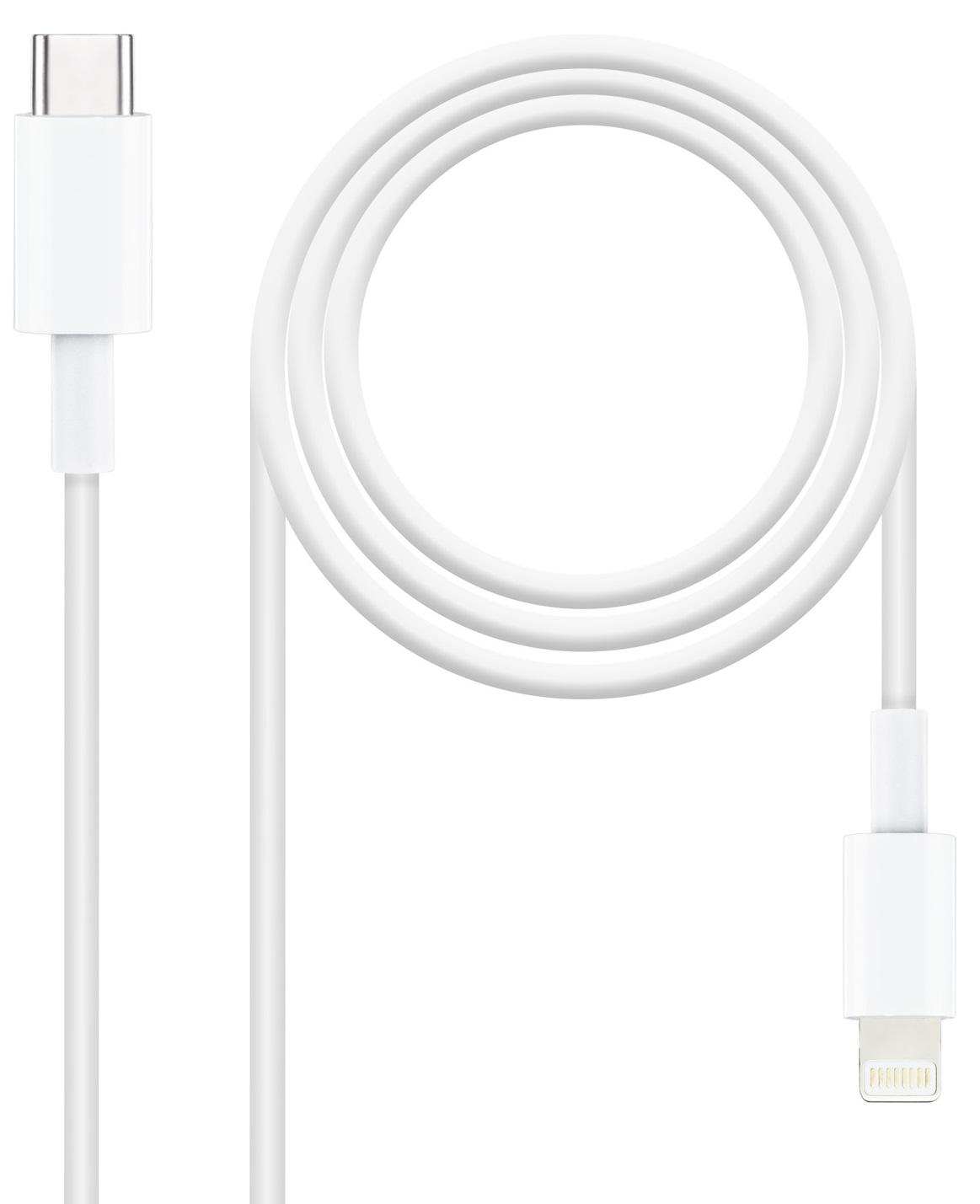 Cabo USB C Macho - Lightning Macho (1 metro) - Nanocable