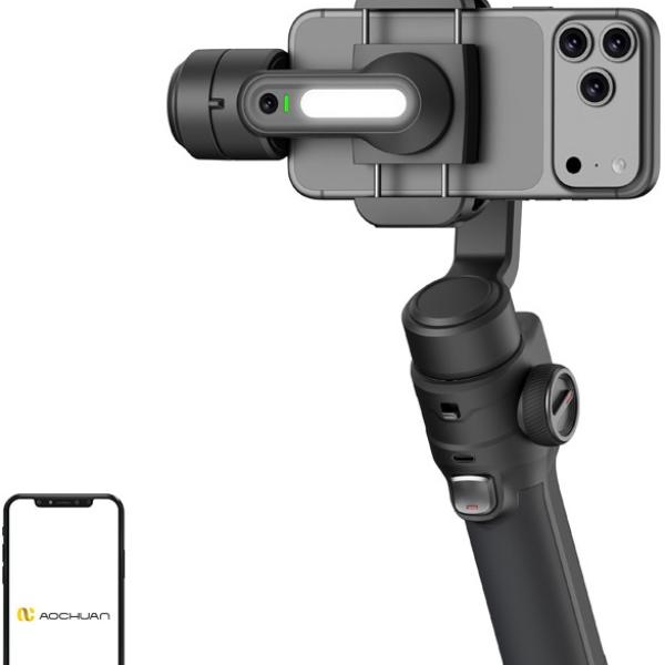 Estabilizador Gimbal S3 c/ Sensor de IA (Preto) - AOCHUAN