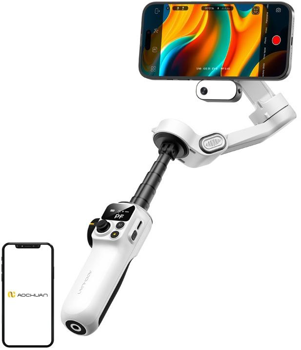 Estabilizador Gimbal P2 c/ Sensor IA (Branco) - AOCHUAN