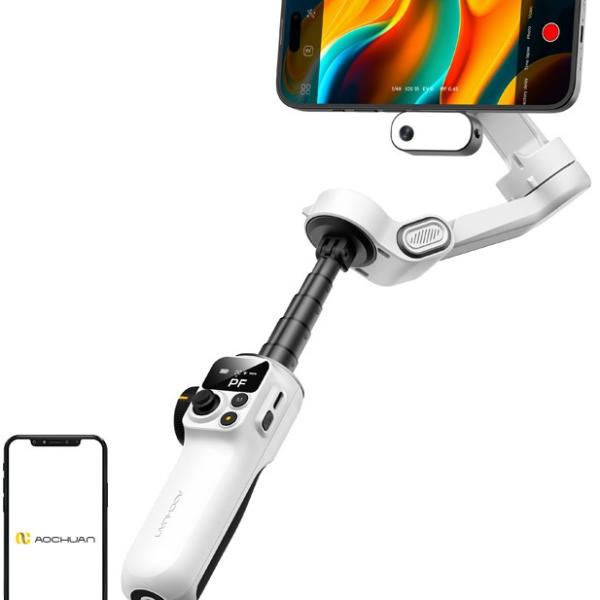 Estabilizador Gimbal P2 c/ Sensor IA (Branco) - AOCHUAN