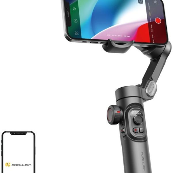Estabilizador Gimbal XE c/ Iluminação RGB (Preto) - AOCHUAN