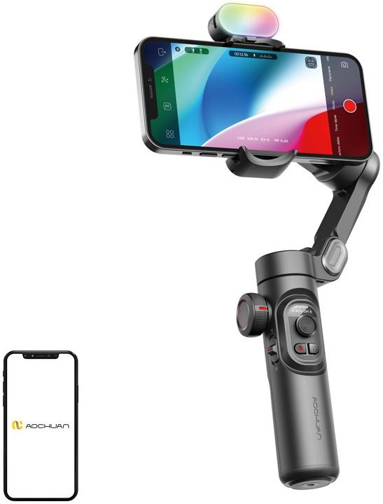 Estabilizador Gimbal XE c/ Iluminação RGB (Preto) - AOCHUAN