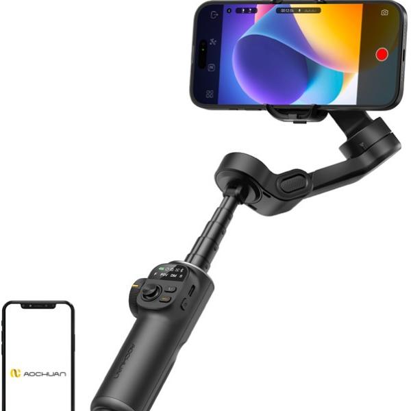 Estabilizador Gimbal X2 c/ Sensor IA (Preto) - AOCHUAN
