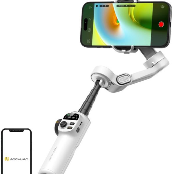 Estabilizador Gimbal X2 c/ Sensor IA (Branco) - AOCHUAN