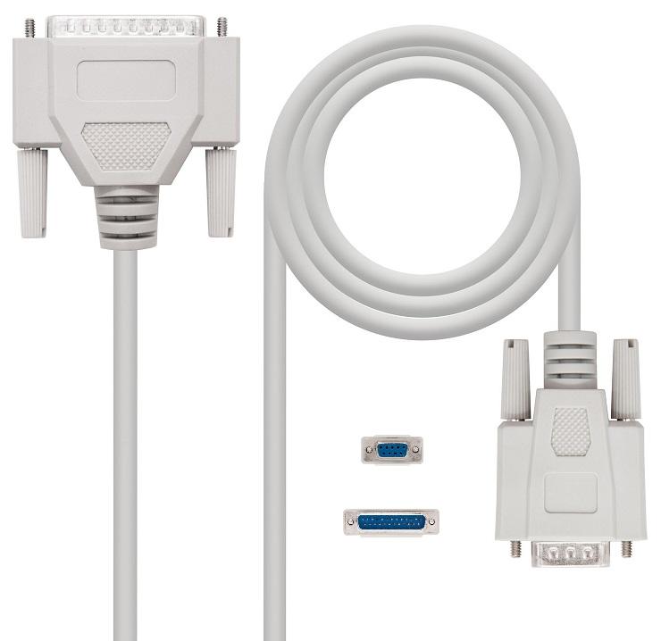 Cabo DB9 Femea - DB25 Macho Null Modem (1,8 mts) - Nanocable