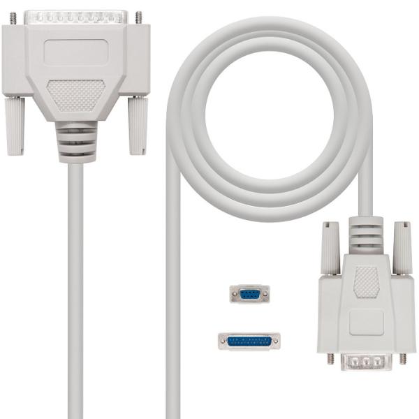 Cabo DB9 Femea - DB25 Macho Null Modem (1,8 mts) - Nanocable