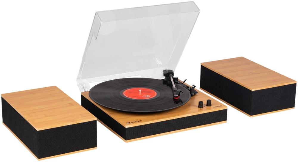 Gira Discos 33/45/78 RPM c/ Colunas de Madeira (TUPELO) - AUDIZIO