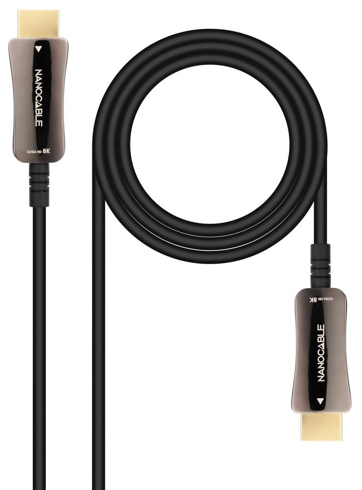 Cabo HDMI V2.1 AOC Nanocable 8K@60Hz 4K@120Hz 48Gbps A/M - A/M 10 m Preto