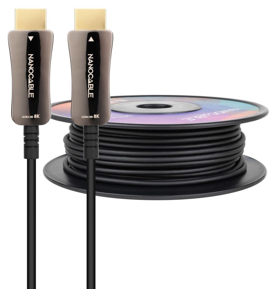 Cabo HDMI V2.1 AOC Nanocable 8K@60Hz 4K@120Hz 48Gbps A/M - A/M 30 m Preto