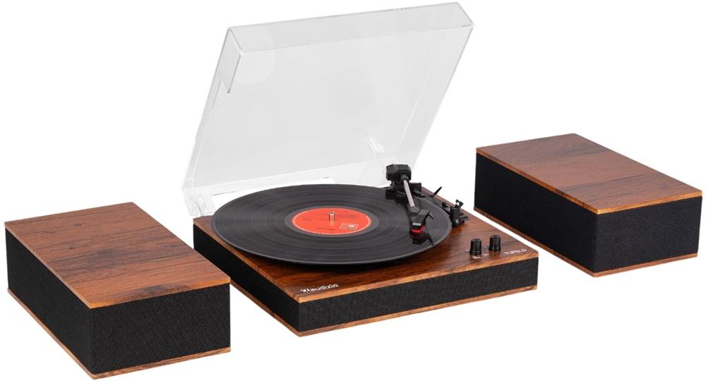 Gira Discos Tupelo 33/45/78 RPM Bluetooth c/ 2 Colunas (RP335BB) Madeira - AUDIZIO