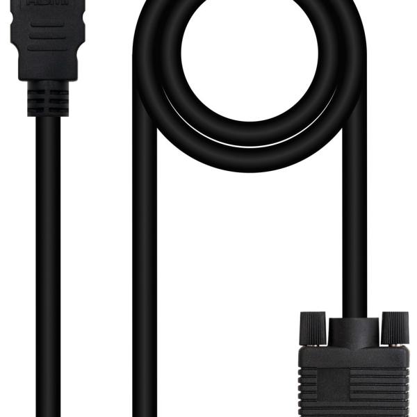 Cabo Conversor HDMI Macho - VGA (D - Sub) Macho Preto (1.8 metros) - NANOCABLE — Recondicionado