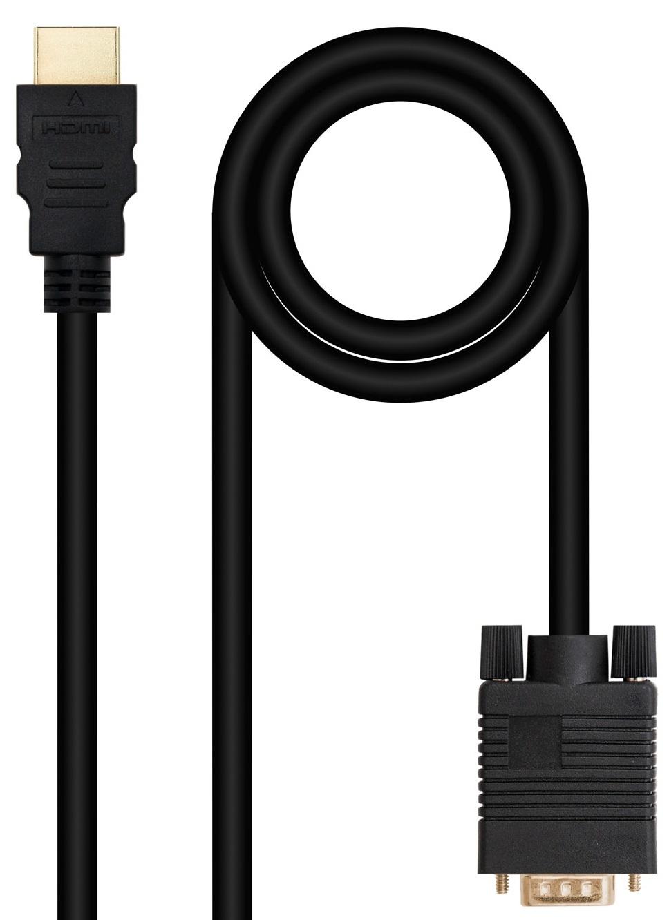 Cabo Conversor HDMI Macho - VGA (D - Sub) Macho Preto (1.8 metros) - NANOCABLE — Recondicionado