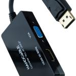 Adaptador Nanocable DisplayPort > HDMI / DVI / VGA 20 CM Preto