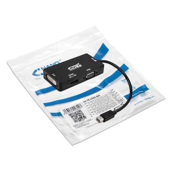 Conversor Mini DisplayPort Macho - VGA/DVI/HDMI Fêmea (15cm) - Nanocable