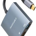 Adaptador USB - C - HDMI + USB + USB - C (PD60W) Compatível c/ Thunderbolt 3 (Cinzento) - TOOQ