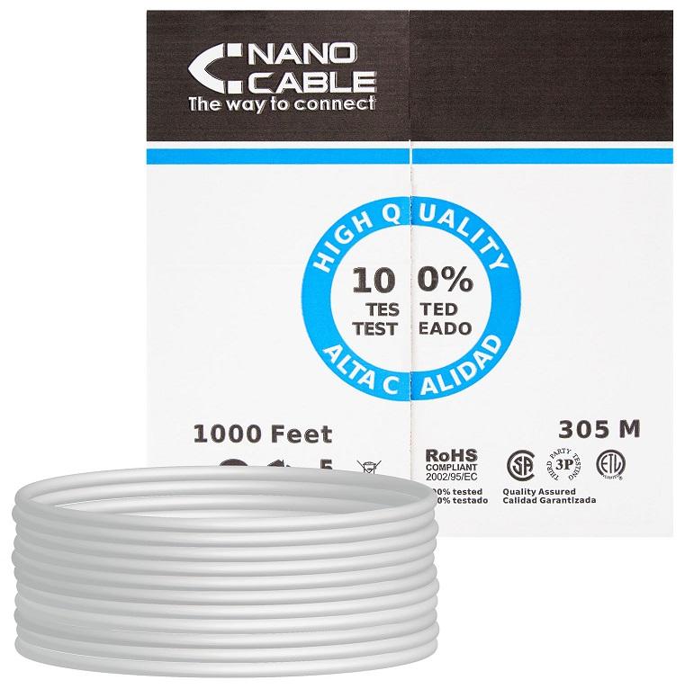 Bobine Cabo de Rede Cat5e F/UTP Cinzento (305 mts) - Nanocable