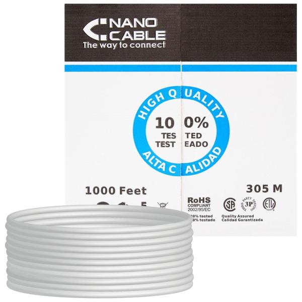Bobine Cabo de Rede Cat5e F/UTP Cinzento (305 mts) - Nanocable