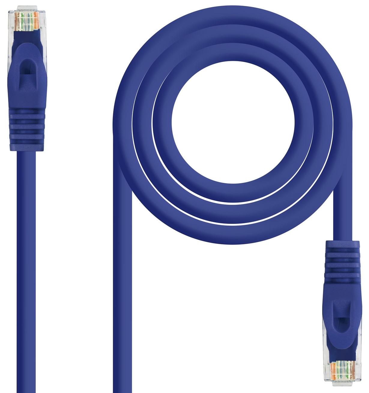 Cabo de Rede RJ45 Cat6a U/UTP (UTP) Azul (0.3m) - NANOCABLE