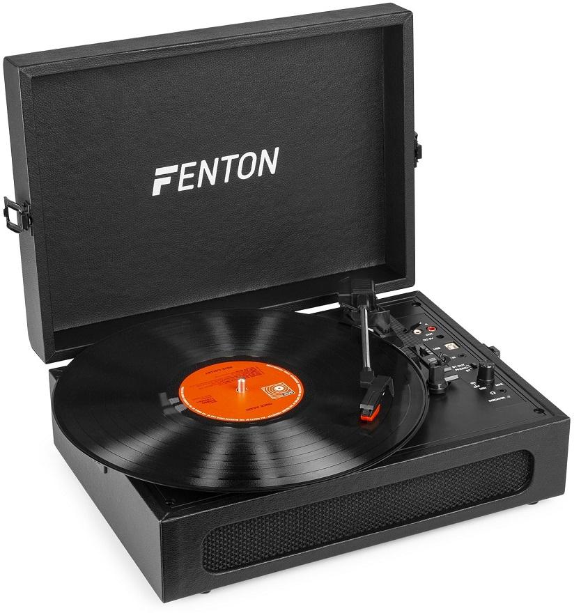 Gira Discos Bluetooth 33/45/78 RPM c/ Coluna (Preto) - FENTON