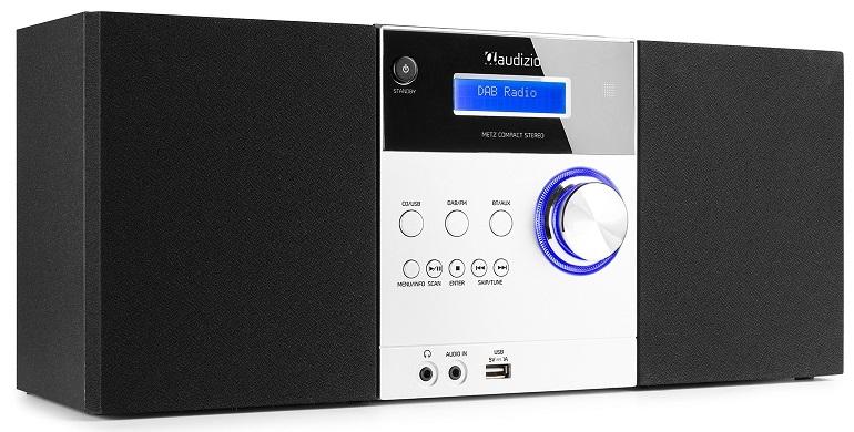 Sistema Hi - Fi Metz 30W Bluetooh/CD/DAB+/FM/USB (Alumínio) - AUDIZIO