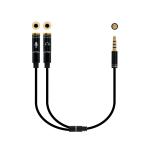 Cabo Jack 3.5mm Macho 4P - 2x Jack 3.5mm Fêmea Stereo (30cm) - Nanocable