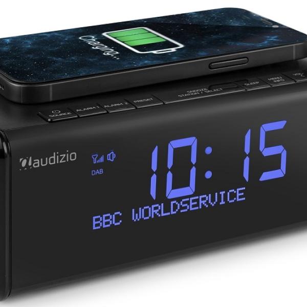 Rádio Despertador FM/DAB+/BT + Carregamento Indução Cuneo (Preto) - AUDIZIO
