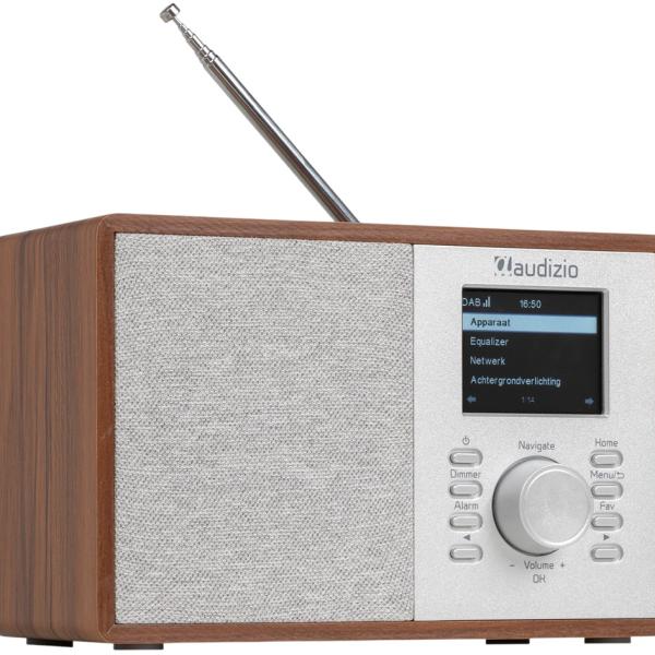 Rádio Cosa Wi - Fi Internet Bluetooth 30W c/ DAB+/FM (Castanho/Prateado) - AUDIZIO