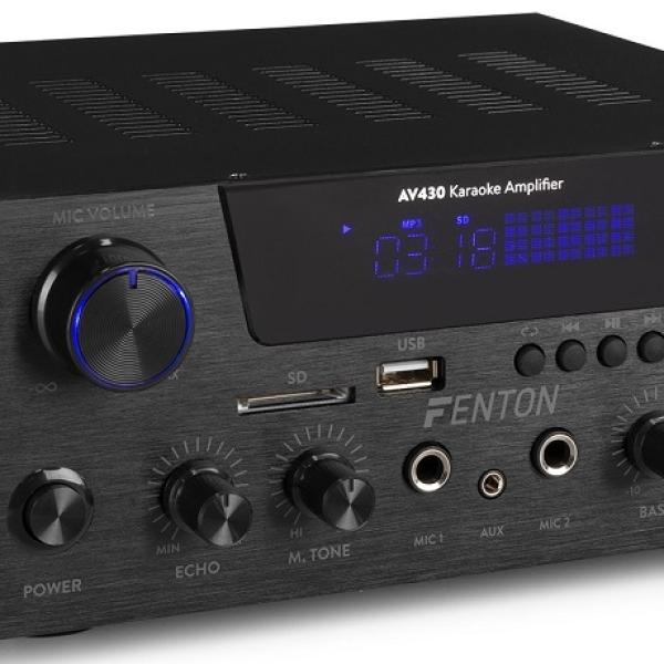 Amplificador de Karaoke 2x 300W Bluetooth/FM/SD/USB (AV430B) - FENTON