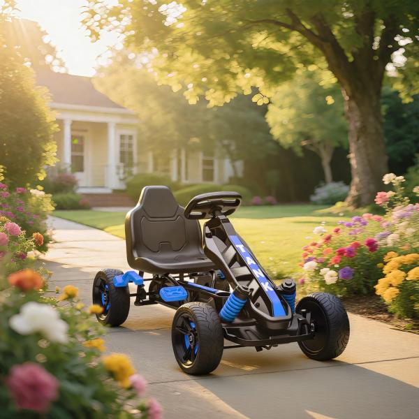 Kart a Pedais para Crianças com Embraiagem Automática Travão e Rodas Antiderrapantes em EVA 100x59x60,5 cm Azul