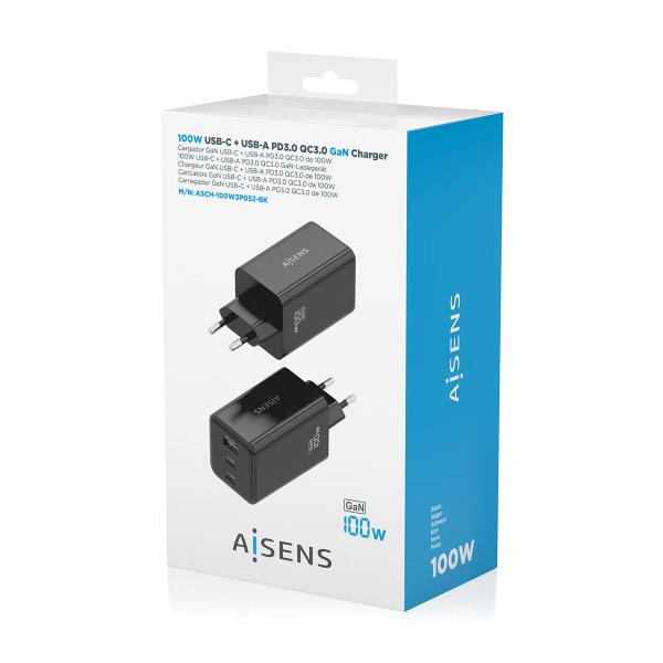 Carregador de Parede Aisens GAN Preto 100 W