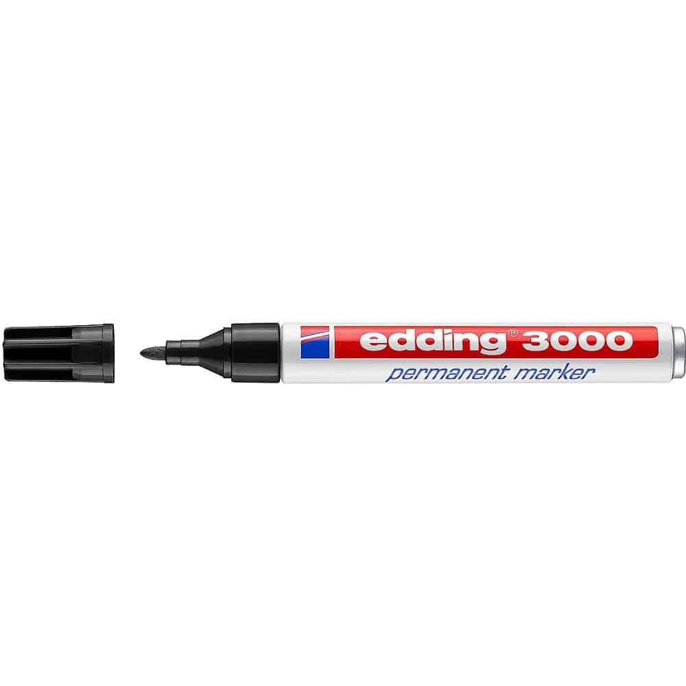 Marcador Edding 3000 Permanente Ponta Redonda de 1.5mm Recarregável Preto — Recondicionado
