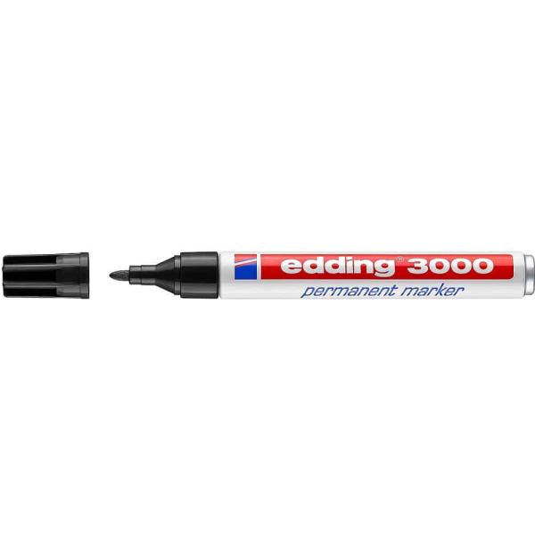 Marcador Edding 3000 Permanente Ponta Redonda de 1.5mm Recarregável Preto — Recondicionado