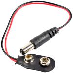 Cabo Adaptador Alimentação c/ Ficha DC Macho 5,5x2,1mm - Suporte Pilha 9V