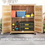 Armário de Exterior em Madeira com Tampo de Aço Galvanizado Prateleira 2 Portas para Armazenamento de Ferramentas 79x43x92 cm Madeira