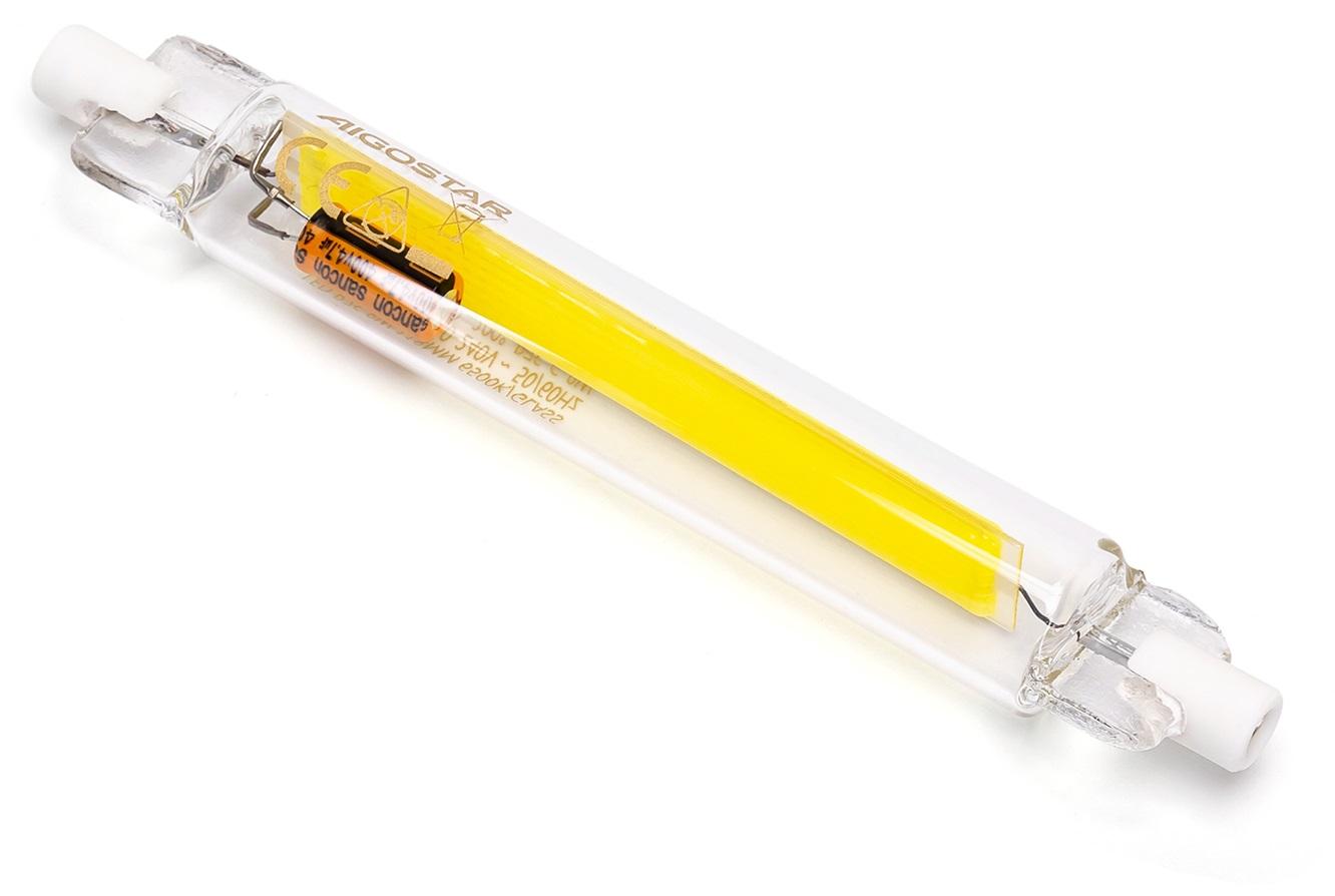 Lampada LED R7S 118mm 8W Branco Quente 3000K 830Lm - Vidro