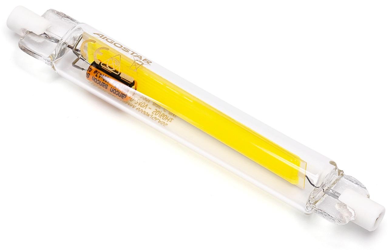 Lampada LED R7S 118mm 8W Branco Frio 6000K 830Lm - Vidro