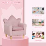 Poltrona Infantil Mini Sofá para Crianças Acima de 3 Anos com Assento Acolchoado Apoio para os Braços 45kg 50x42x58cm Rosa