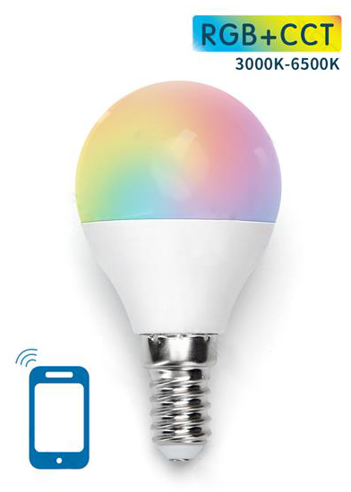 Lampada Smart LED Inteligente E14 G45 Wi - Fi 220V 7W RGB + Branco 3000K ~ 6500K
