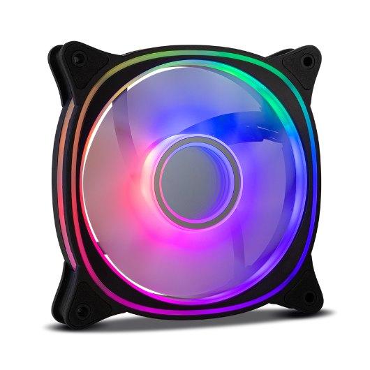Ventoinha 120mm Hummer V - Fan Infinity Mirror ARGB 3 Pinos 1200 RPM (Preto) - NOX