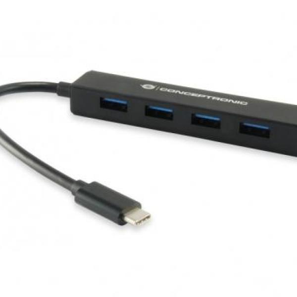 HUB USB3.1 Type - C Macho - 4x USB3.0 Femea - CONCEPTRONIC CTC4USB3