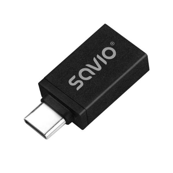 Adaptador Savio AK-80 USB-A 3.1 para USB-C 3.1 5 Gbps Preto