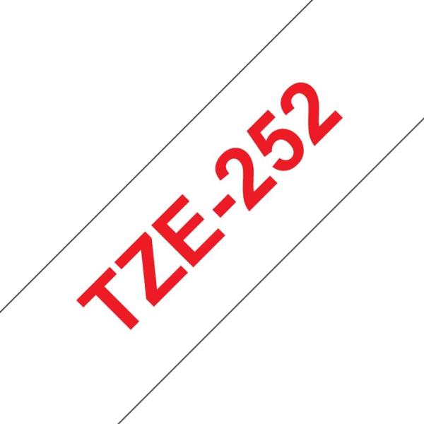 Fita Compatível Brother TZe252 Laminada Texto Vermelho em Fundo Branco 24mm x 8 metros — Recondicionada