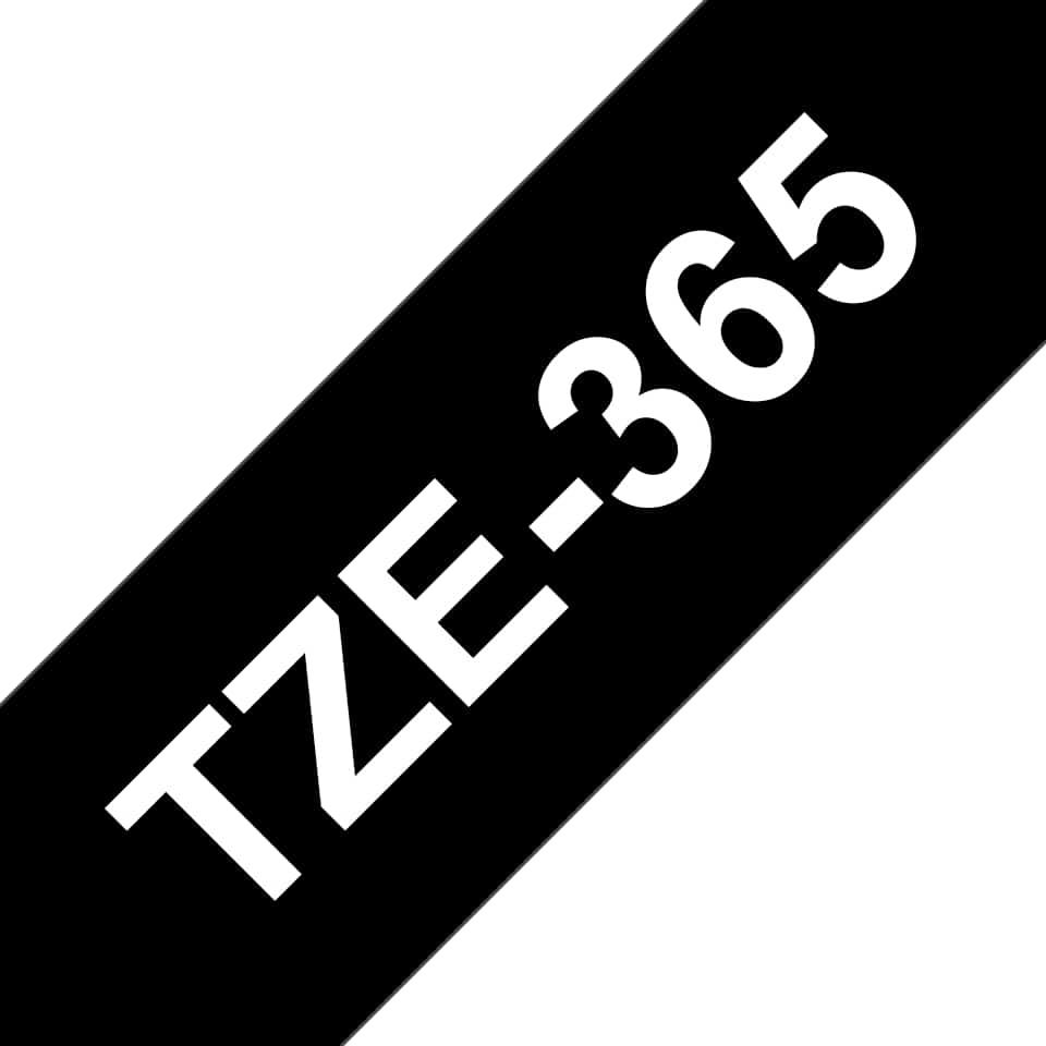 Fita Compatível Brother TZe365 Laminada Texto Branco em Fundo Preto 36mm x 8 metros (Recondicionada)