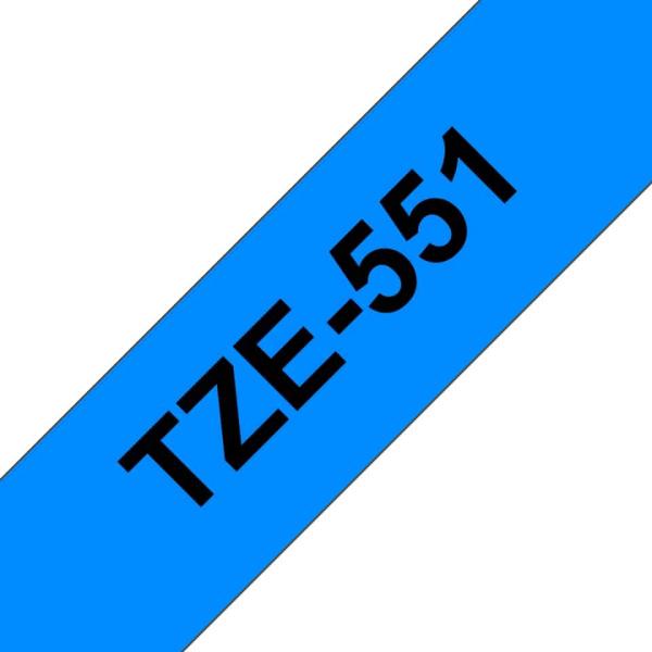 Fita Compatível Brother TZe551 Laminada Texto Preto em Fundo Azul 24mm x 8 metros (Recondicionada)
