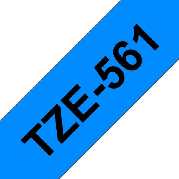 Fita Compatível Brother TZe561 Laminada Texto Preto em Fundo Azul 36mm x 8 metros — Recondicionada