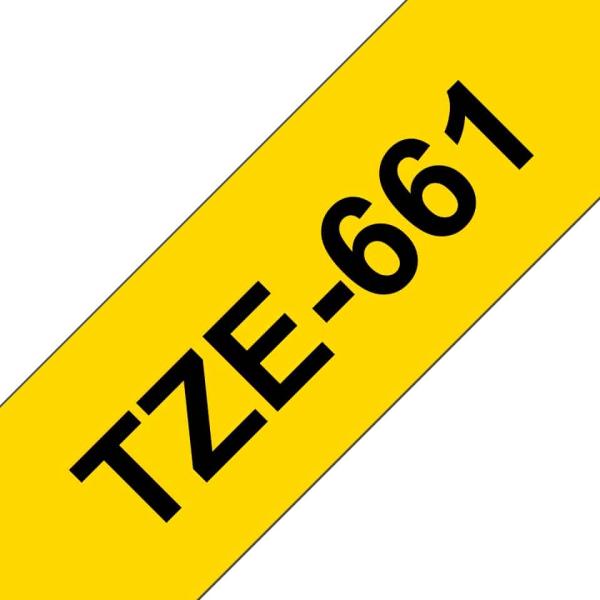 Fita Compatível Brother TZe661 Laminada Texto Preto em Fundo Amarelo 36mm x 8 metros — Recondicionada