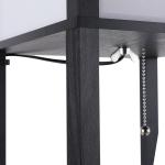 Candeeiro de Pé de Madeira com 3 Prateleiras De Armazenamento para Lâmpada E27 Potência Máx. 40W Candeeiro Moderno para Sala de Estar Dormitório 26x26x160cm Preto