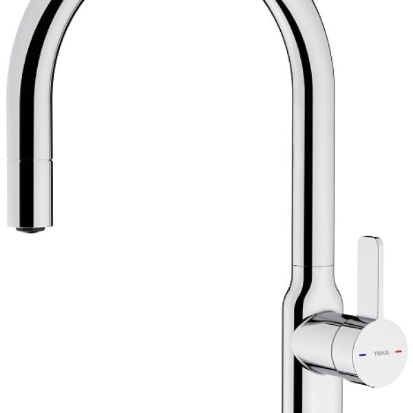 Torneira Misturadora OVAL 9381 c/ Cano Alto Giratório e Chuveiro Extraível (Cromado) - TEKA