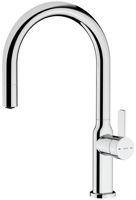 Torneira Misturadora OVAL 9381 c/ Cano Alto Giratório e Chuveiro Extraível (Cromado) - TEKA